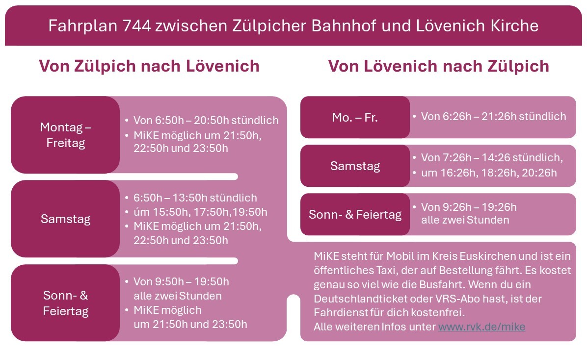 Fahrplan Zülpich lila bunt