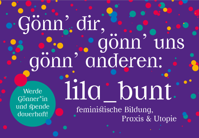 Lila bunt spendenkampagne gönner in 3